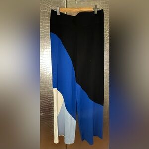 Carlisle Collection Wide Leg Pull On Knit Ribbed Color Block Pants Size Medium